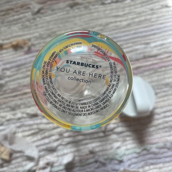 Starbucks Miami You Are Here Collection Glass Water Bottle with Lid - Picture 3 of 5